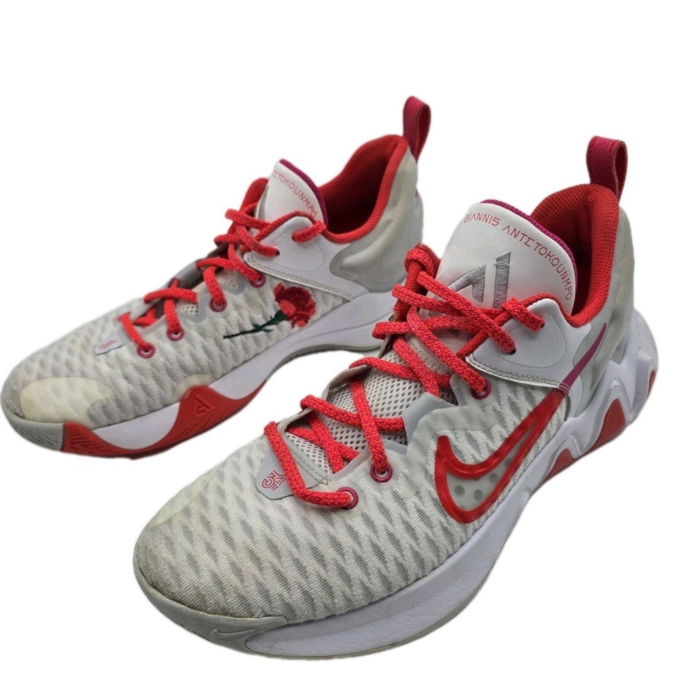Nike Giannis Immortality 'Rose' Sz‎ 10 Mens Antetokounmpo CZ4099-101 White Red